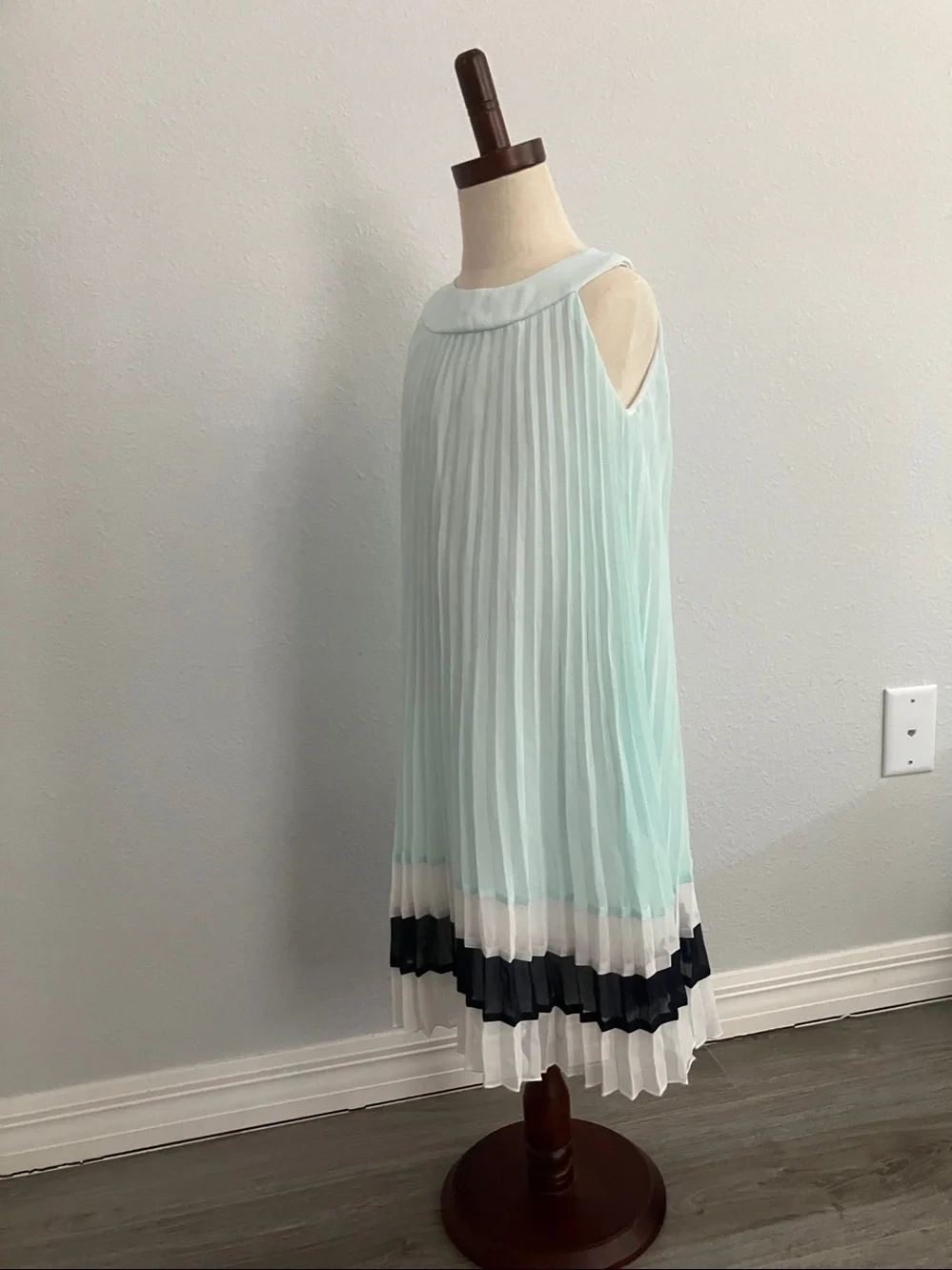 RARE EDITIONS Girls Georgette A Line Pleaded Mint Dress | 6X